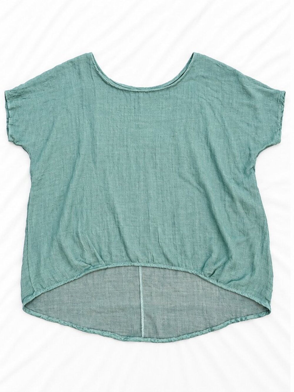 Seafoam Green Oversized Linen Look Hi-Low Top 5XL